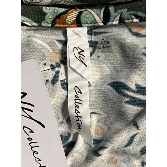 NY Collection Women Sleeveless Green Blouse V-Neck Large L Floral Ruffle NWT New - Picture 8 of 11